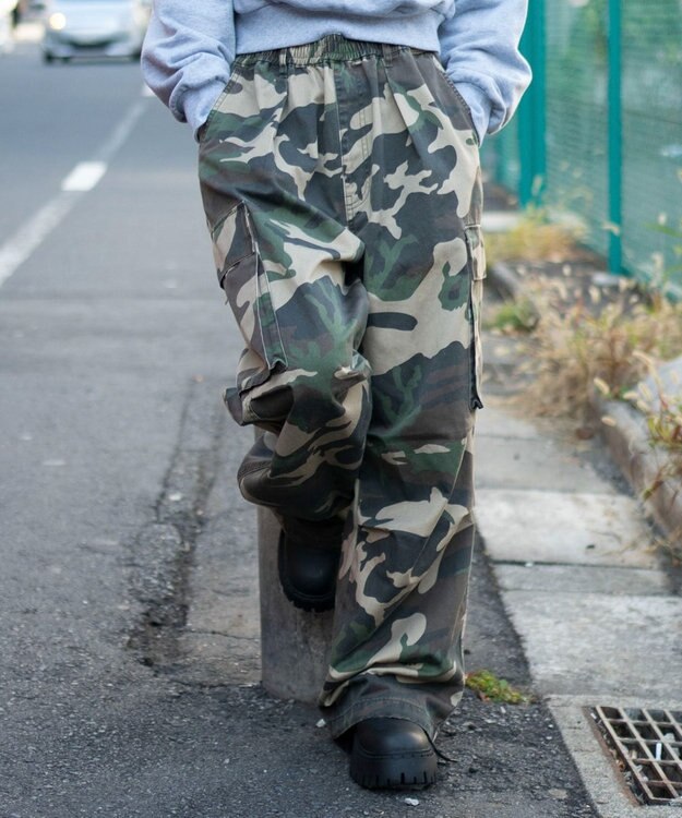 WEGO 【ユニセックス着用ITEM/SMLサイズ展開】イージーワイドカーゴパンツ 柄1