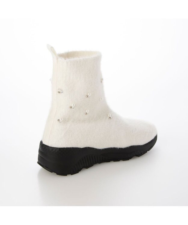 MODE ET JACOMO <carino>ビジュー付きニットブーツ ホワイト