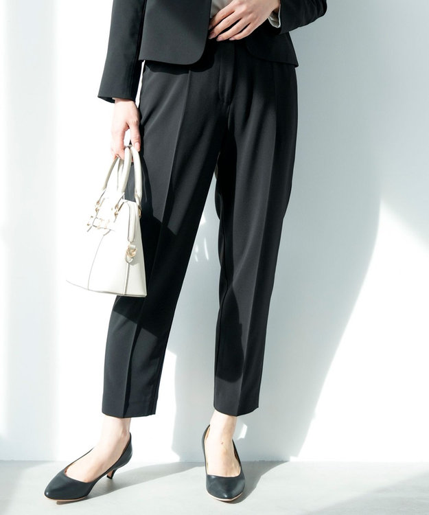 ANY SIS S 【セットアップ対応】セレモニーダブルクロス テーパードパンツ ブラック