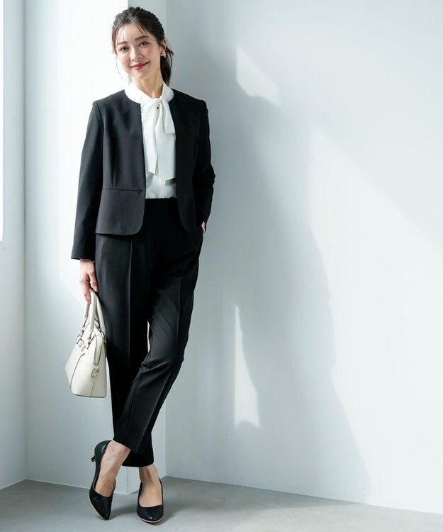 ANY SIS S 【セットアップ対応】セレモニーダブルクロス テーパードパンツ ブラック