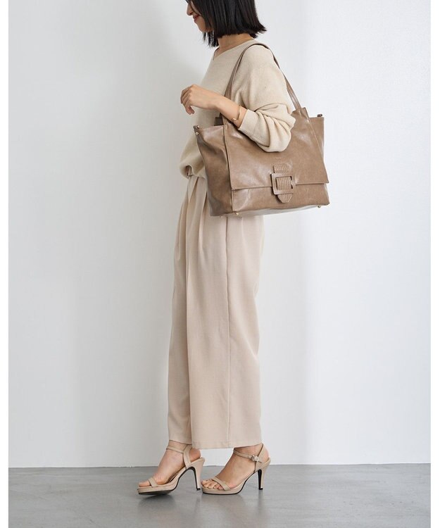 MioFIRANO バックル付きトートバッグ＆ショルダーバッグセット 2WAY A4サイズ対応　FIRANO フィラノ GREIGE