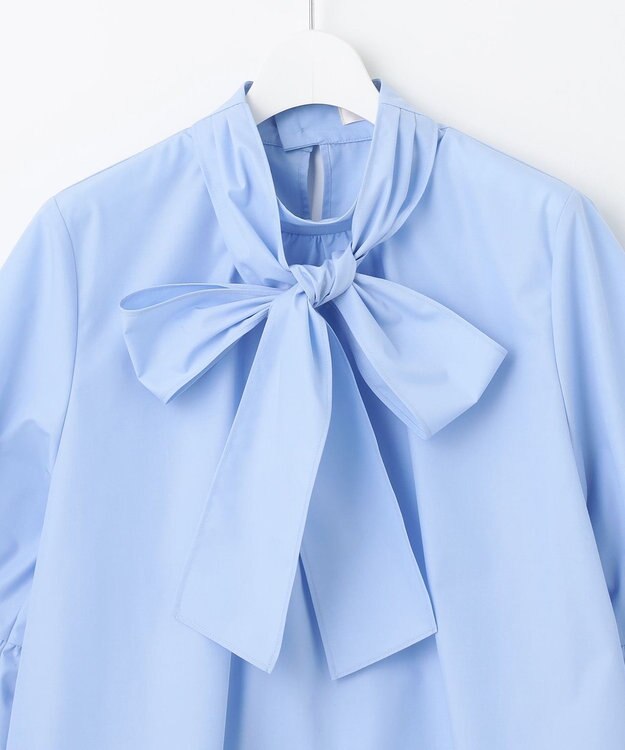 Feroux 【洗える・2WAY】リボンタイチュニック ブラウス スカイブルー系