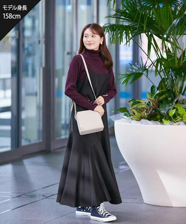 Tiaclasse 【洗える】アシンメトリーキャミワンピース ブラック