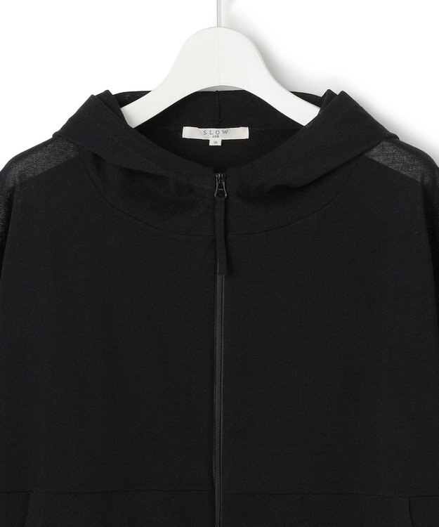 23区 【SLOW/一部店舗限定】シアーニット パーカー ブラック