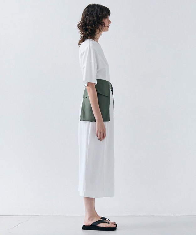 BEIGE， 【洗える】BERNARD / リネンワイドポケット付きラップベルト Olive