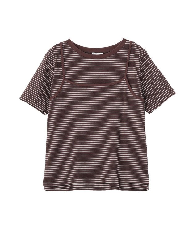 CRAFT STANDARD BOUTIQUE 2点セット/ボーダーキャミ+Tシャツ Brown
