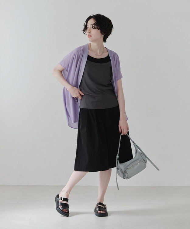 Green Parks フレンチスリーブリブドッキングシャツ Purple