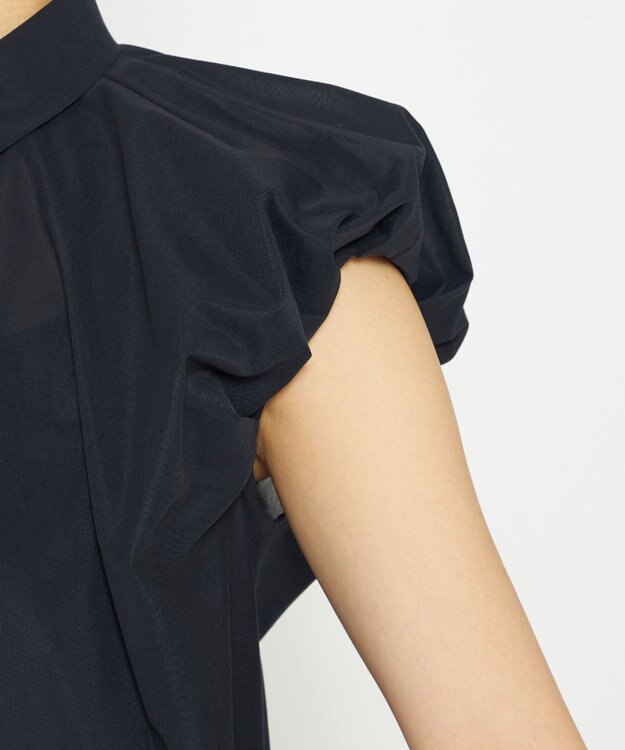 uncrave 【新色追加・洗濯機洗い可】シアー タックスリーブブラウス（uncrave STANDARD） ネイビー