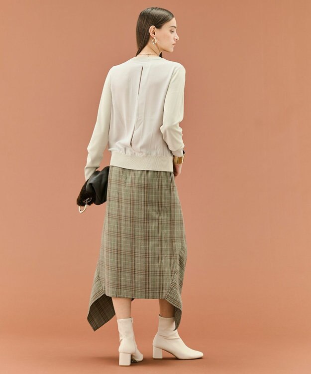 BEIGE， 【WEB限定・洗える】LECERF / 異素材バックシアーストレッチニット Greige