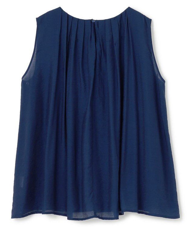 UNFILO ヴィンテージシアー プリーツブラウス ブルー