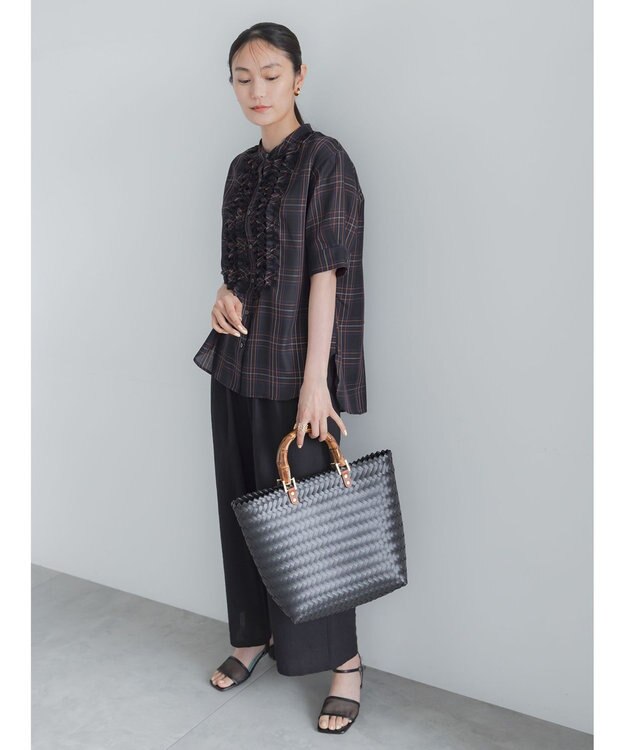 Te chichi チェックフリルブラウス《2026 SUMMER LOOK item》 ネイビー