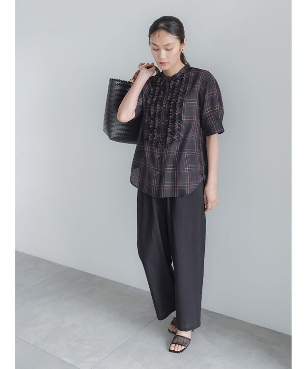 Te chichi チェックフリルブラウス《2026 SUMMER LOOK item》 ネイビー