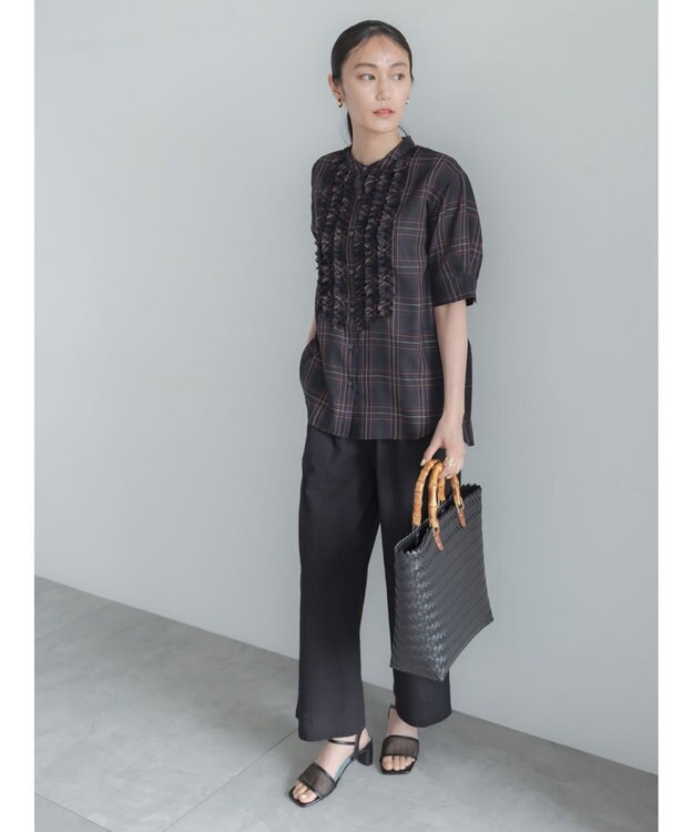Te chichi チェックフリルブラウス《2026 SUMMER LOOK item》 ネイビー