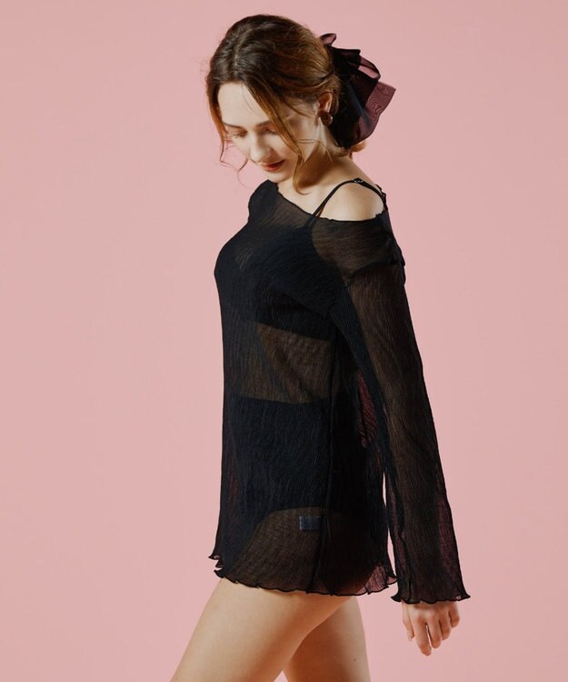 San-ai Resort（三愛水着楽園） 【WEB限定】シアー素材トップス3点セット水着 クロ