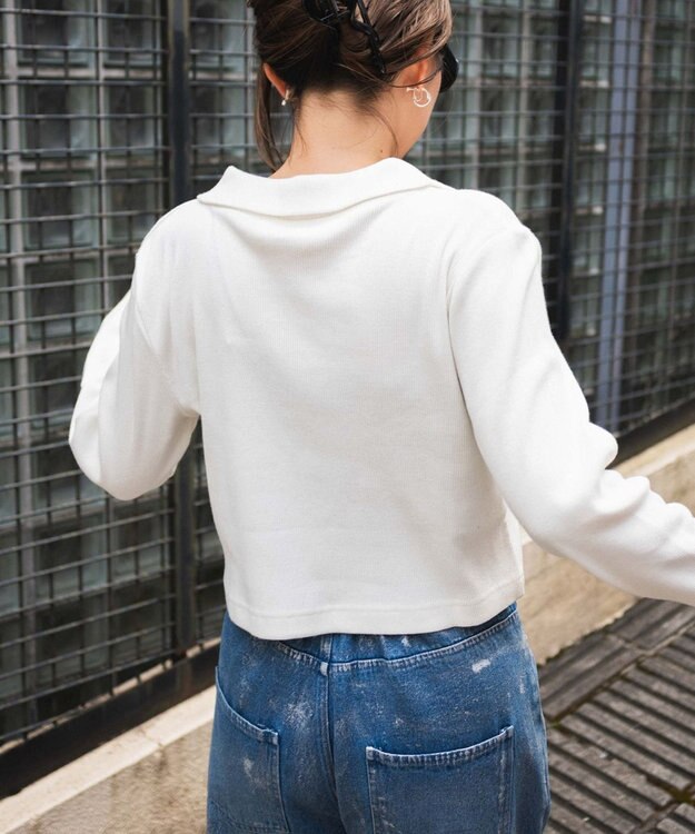 WEGO ヴィンテージウォッシュWZIPトップス ホワイト