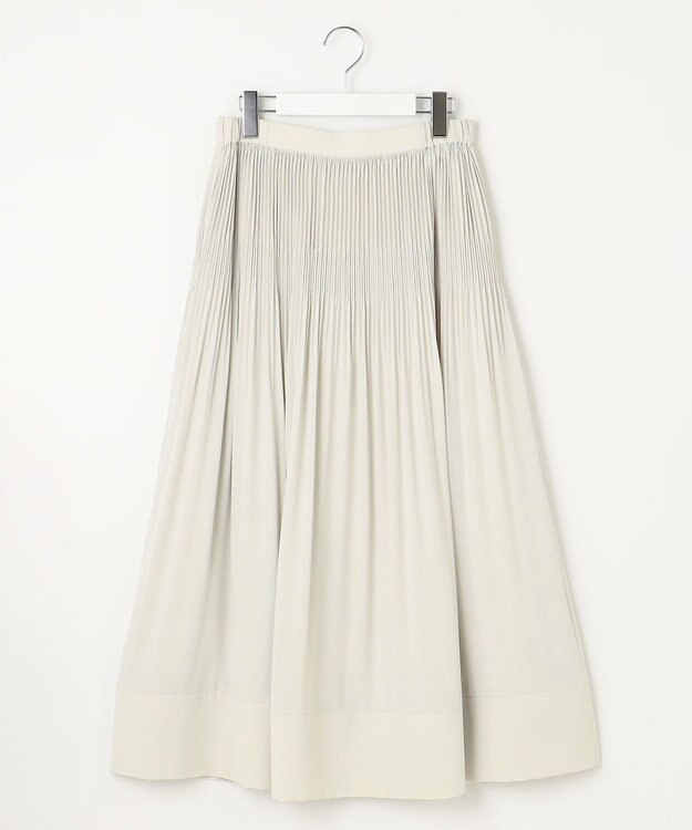 自由区 S 【セットアップ対応・洗える】ライトサテンプリーツ スカート ベージュ