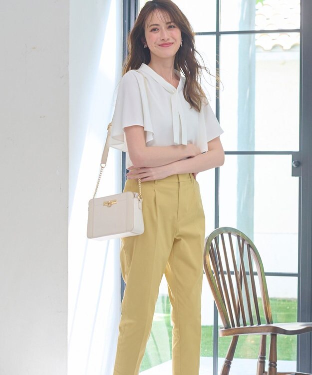 ANY SIS S 【洗える】パール調ボウタイ ブラウス オフホワイト