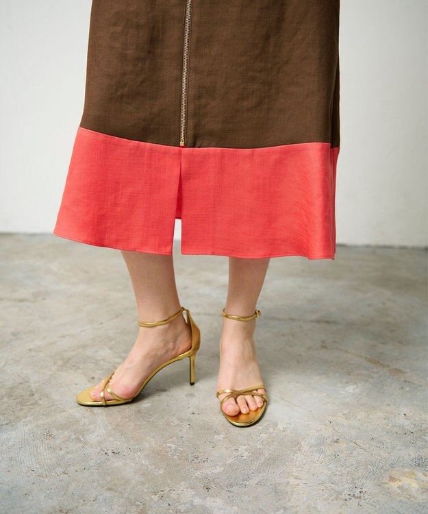 GRACE CONTINENTAL バイカラージップスカート ブラウン