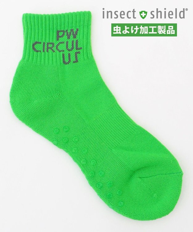 PW CIRCULUS 【虫よけ加工】【WOMEN】ブランドロゴ ショートソックス  ゴルフ ライトグリーン系
