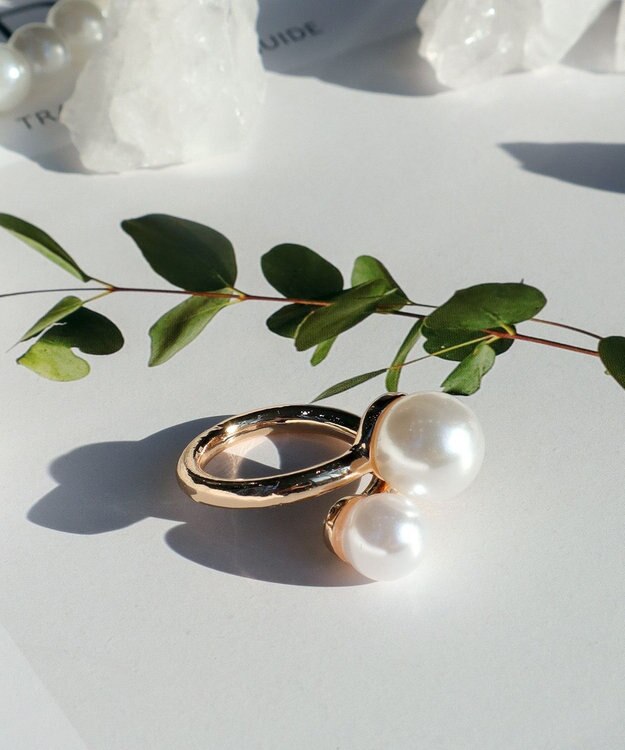 Tiaclasse パール付きスカーフリング ゴールドB