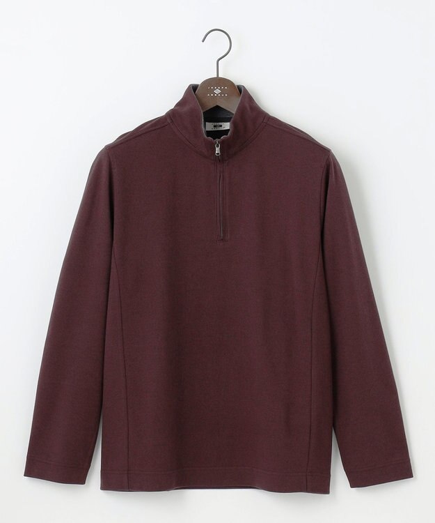 JOSEPH ABBOUD 【保温性/軽量り/ジャパンファブリック】ストライプジャカードジップ  プルオーバー ワイン系1