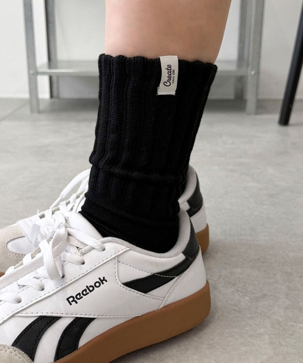 WEGO タグデザインボリュームリブソックス ブラック