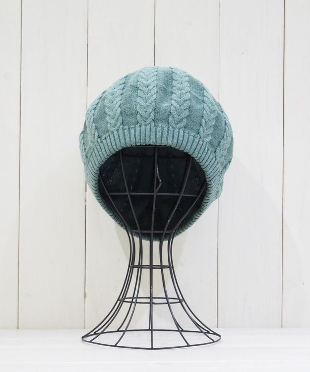 石田製帽 オーガニックコットン アラン編みベレー グリーン