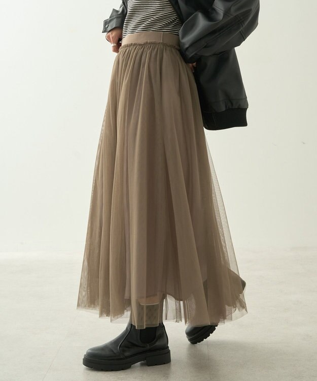 AMERICAN HOLIC チュールギャザースカート Mocha