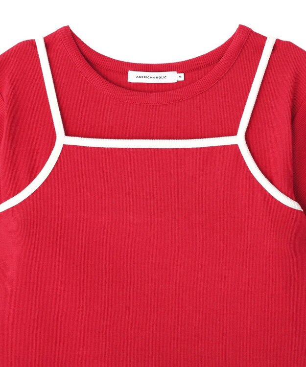 AMERICAN HOLIC 【2点セット】配色キャミ＋Tシャツ Red