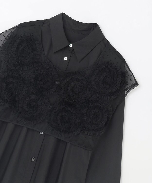GRACE CONTINENTAL レイヤード刺繍シャツブラウス ブラック