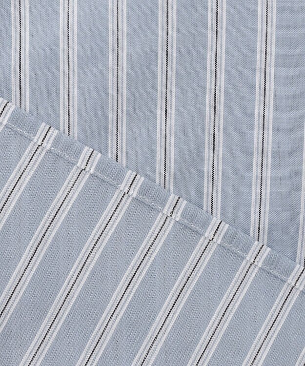 J.PRESS LADIES L 【洗える】綿キュプラコードストライプ バンドカラー ブラウス ブルー系1