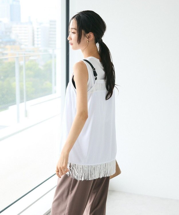 CRAFT STANDARD BOUTIQUE レース切替フリンジビスチェ White