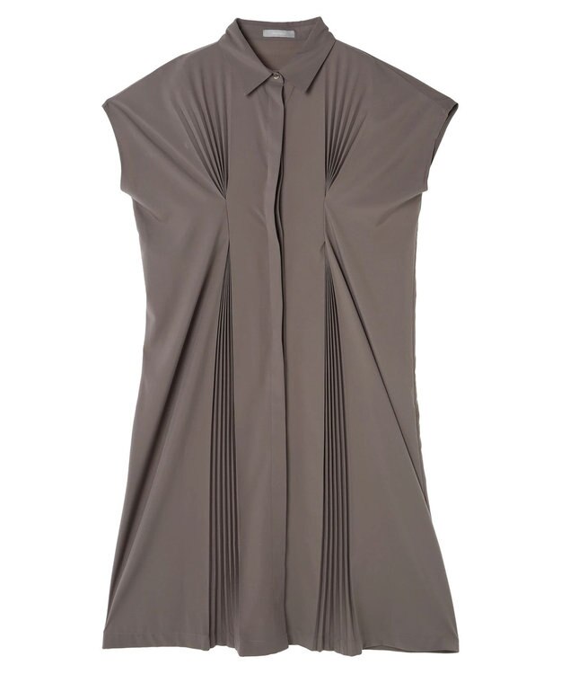 Green Parks ａ．タックプリーツシャツワンピース Gray Beige