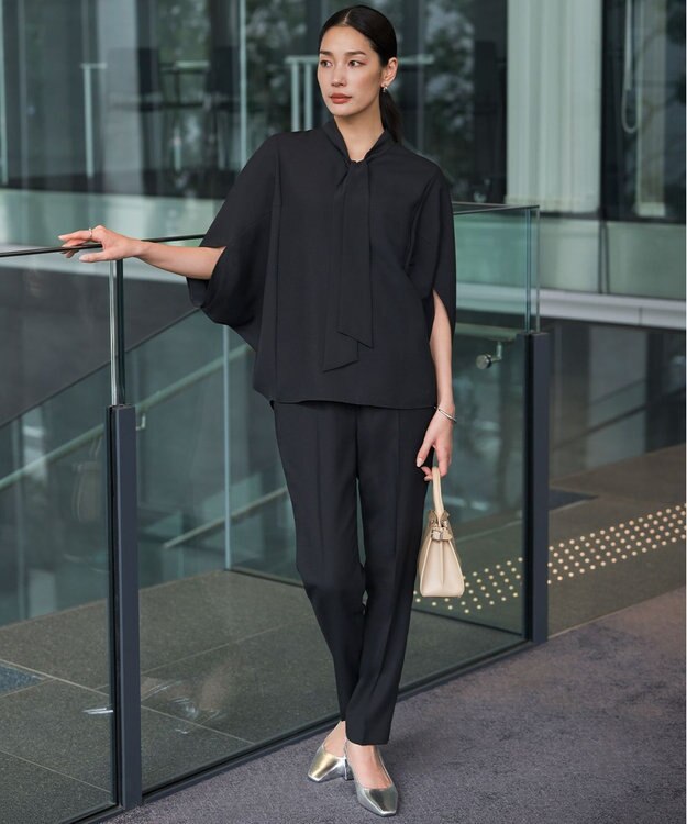 ICB 【WEB限定カラーあり】FluidBackSatin ドロストパンツ ブラック