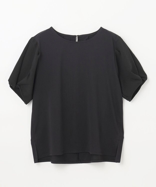 ANY L 【吸水速乾/UVケア】ミニサッカーコンビ袖ボリュームカットソー ブラック