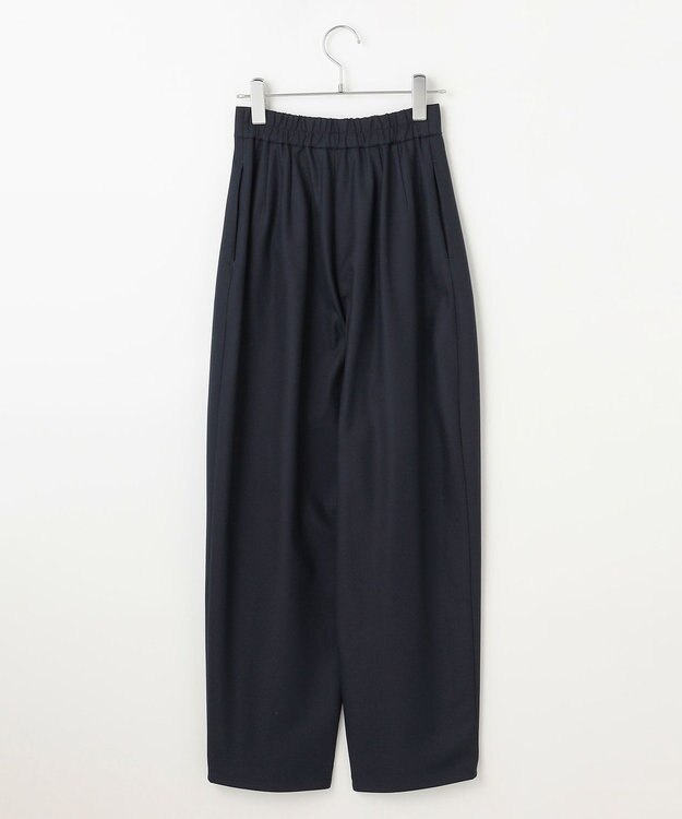#Newans 【洗える】スラントフロントコクーンパンツ ネイビー