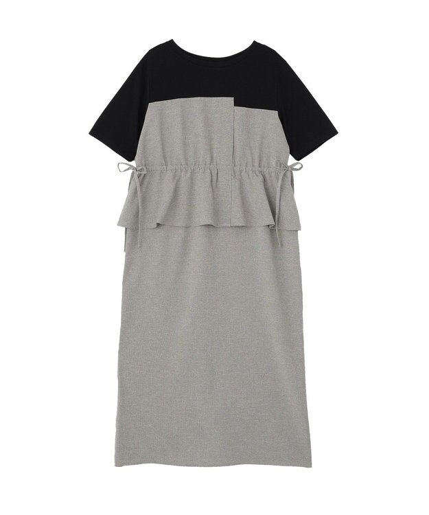 Green Parks 異素材ドッキングワンピース Gray Mixture