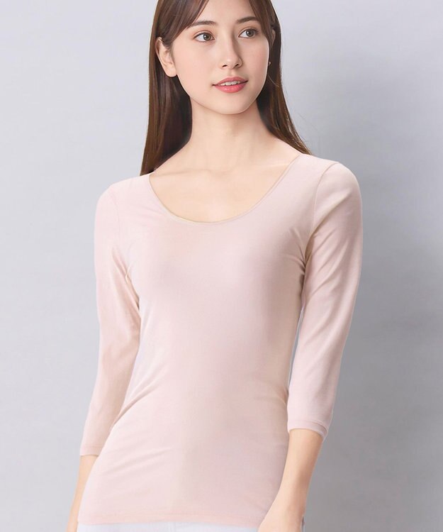 Wing インナー オーガニックコットン100％(身生地部) 吸汗速乾性(身生地部) ゆったり設計 【綿の贅沢 オーガニック】 7分袖 長袖 EL1771 ウイング／ワコール ピンク