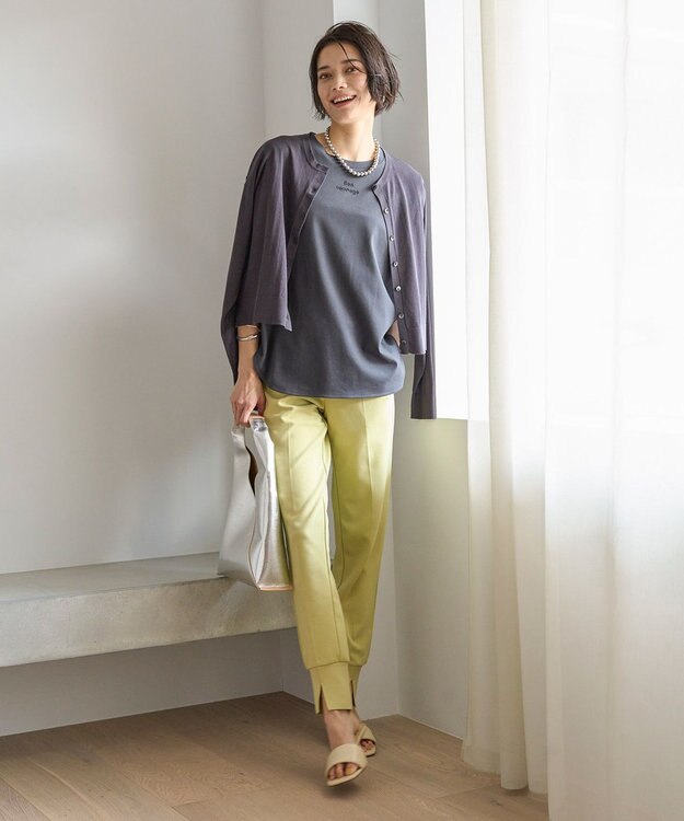 UNFILO 【洗える/接触冷感】 フロスティコットン クロップドカーディガン チャコール