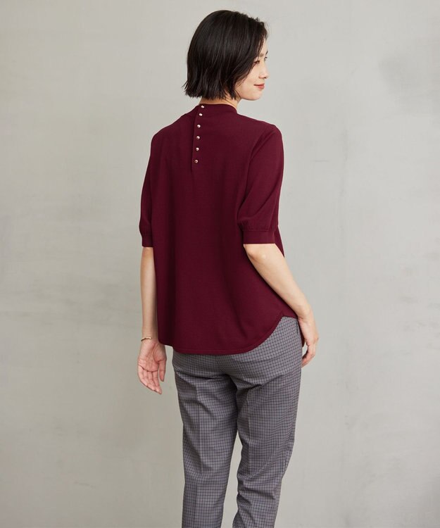 J.PRESS LADIES L 【洗える】レーヨンエリートストレッチ ギャザースリーブ ニット ワイン系