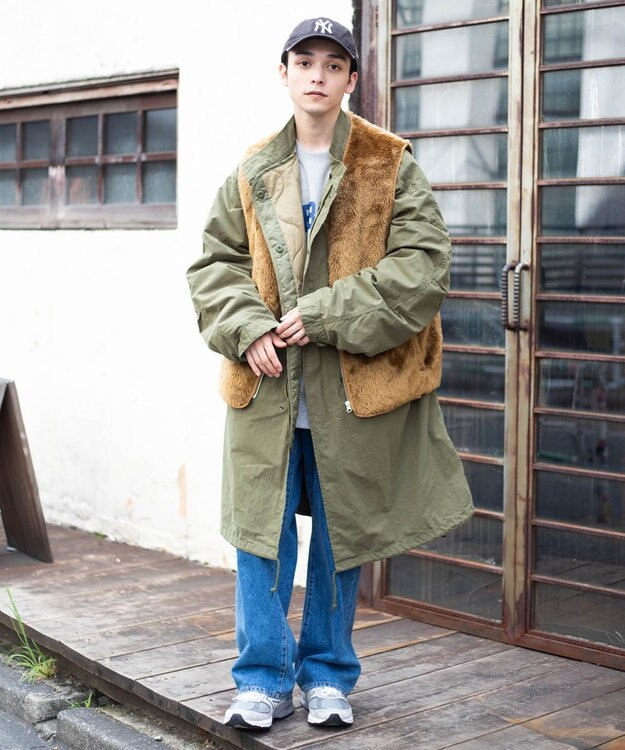 WEGO フェイクファーBIGベスト ブラウン