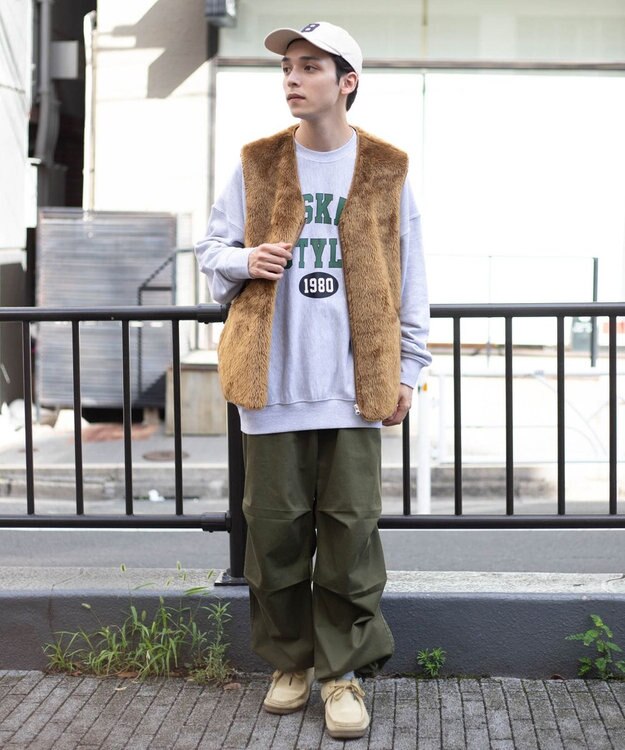 WEGO フェイクファーBIGベスト ブラウン