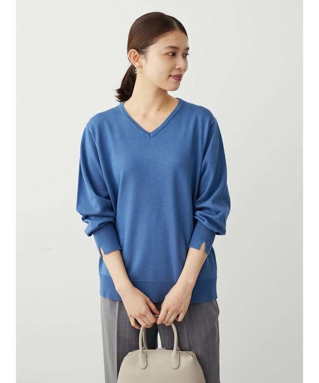 Green Parks アルガンオイル配合　Ｖネックプルオーバー Blue