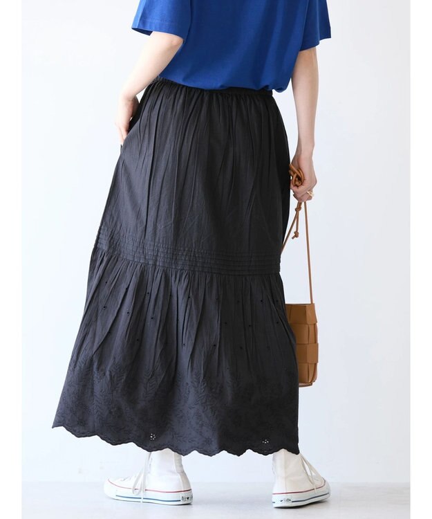 AMERICAN HOLIC インドＣｏｔｔｏｎスカラップ刺繍スカート Black