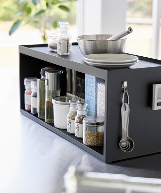 tower 前が開くキッチンカウンター上収納ラック タワー D24 ブラック ブラック