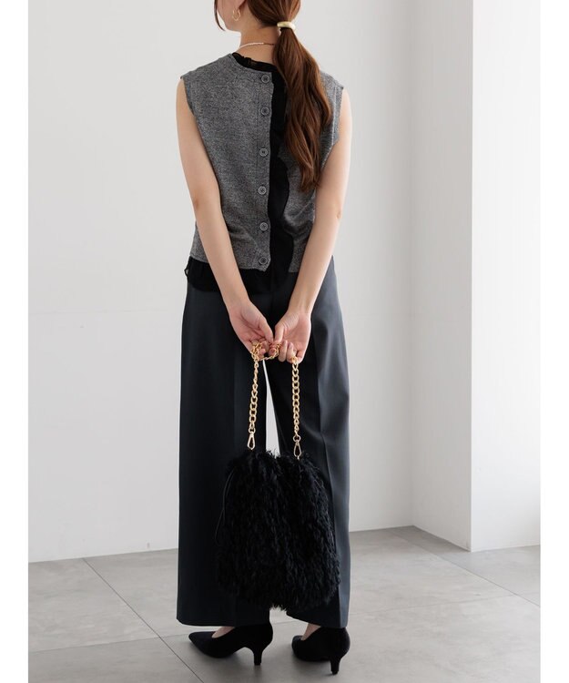 Te chichi シフォンフリルニットベスト グレー