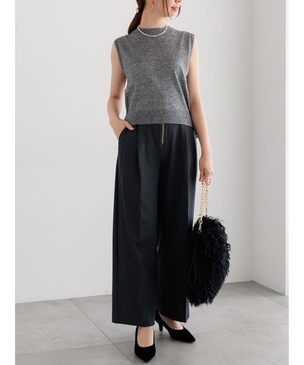 Te chichi シフォンフリルニットベスト グレー