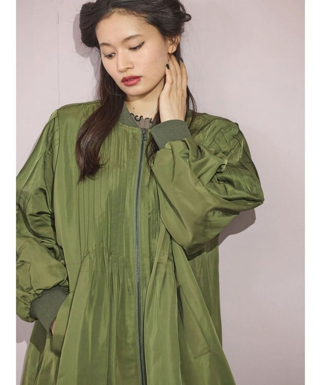 Green Parks ■ＥＳＣＡＲ　ピンタックミリタリーロングコート Khaki