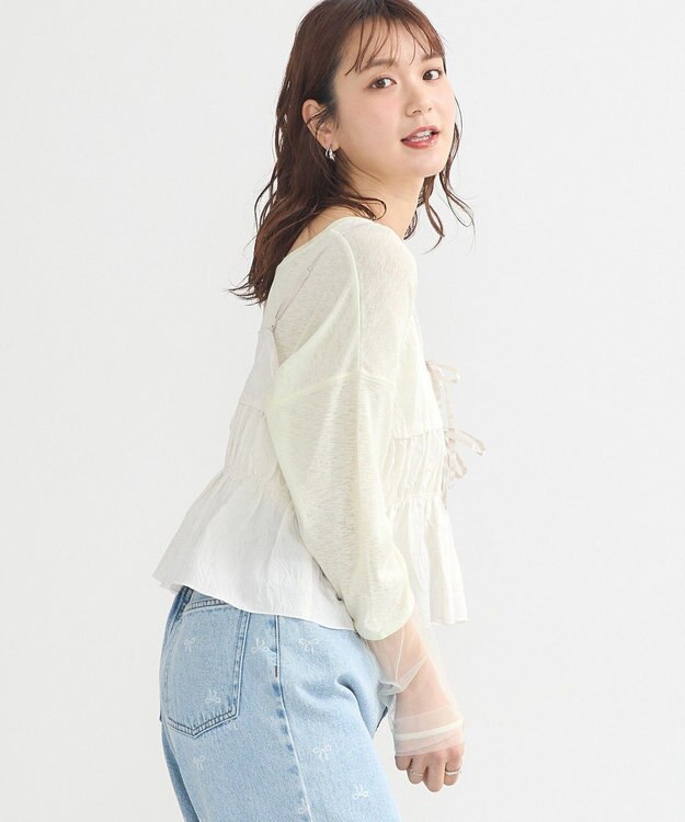 earth music&ecology ラメシアースリーブプルオーバー Light Yellow