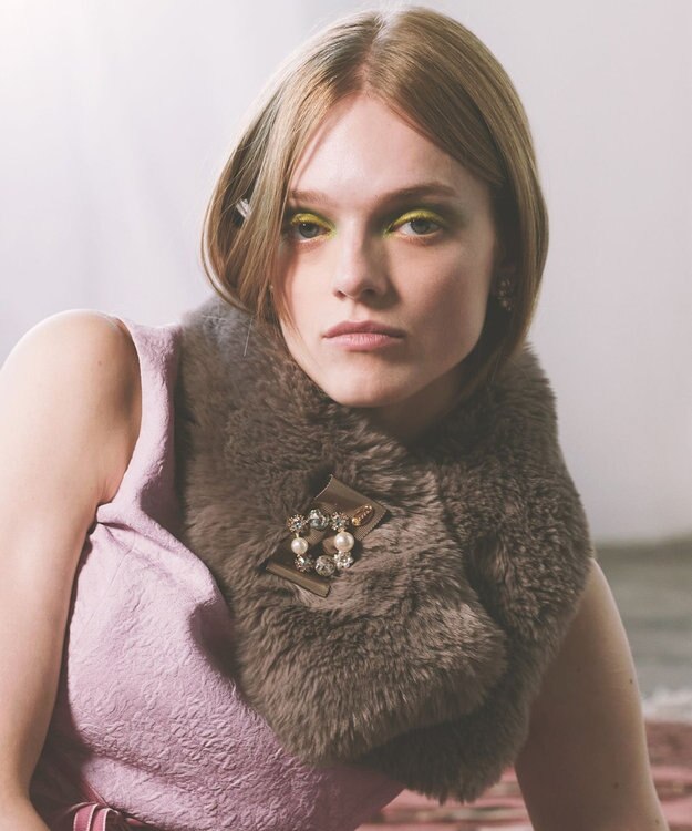 TOCCA BIJOUX FUR TIPPET ティペット ライトグレー系